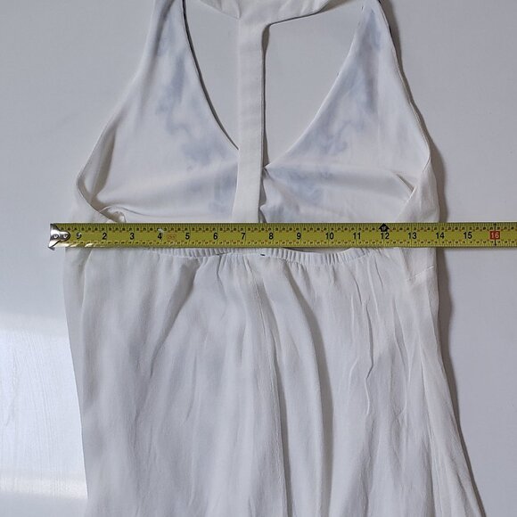 Sequin Hearts White Asymmetrical Dress with Blue Embroidery Small - Picture 8 of 11